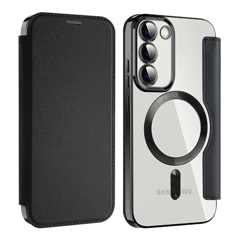 Magnetic Phone Case for Samsung Galaxy S23 PU Leather TPU Clear RFID Blocking Flip Cover with Lens Film Magnetic Phone Case for Samsung Galaxy S23 PU Leather TPU Clear RFID Blocking Flip Cover with Lens Film